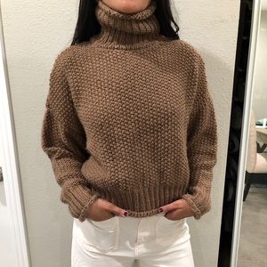 Tan knit turtleneck